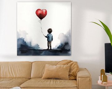 Little boy with balloon by Lauri Creates
