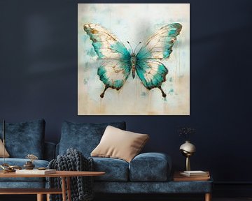 Butterfly in aqua blue by Lauri Creates