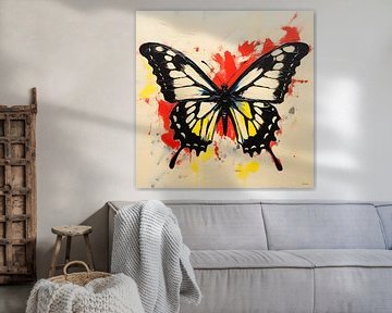 Papillon en rouge, jaune et noir sur Lauri Creates