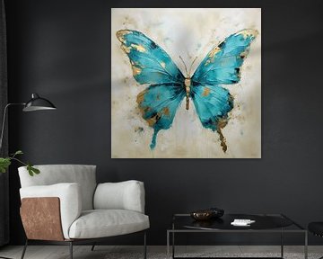 Schmetterling in Blau und Gold von Lauri Creates