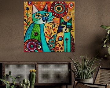 Wilde katten op canvas van Jan Keteleer