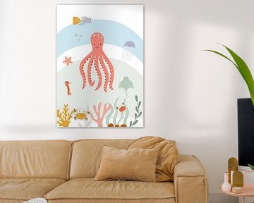 Octopus in de zee, kinderkamer van Iris Koopmans