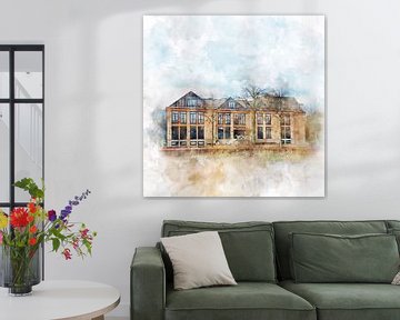 Aquarell des Woodhotels in Middelburg, Zeeland von Danny de Klerk