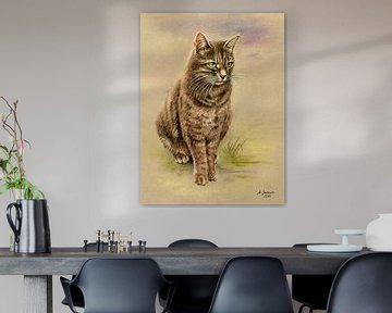 Hand painted Cats Portrait by Marita Zacharias