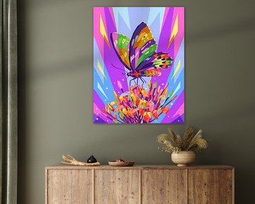Vlinder wpap pop-art van Qiwary Shop