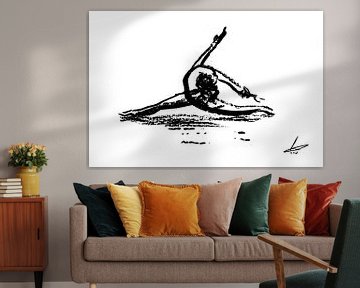 Dancer in abstract style - charcoal drawing in black and white