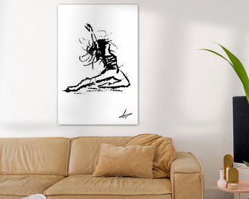 Zwart wit houtskool tekening vrouwelijke danseres