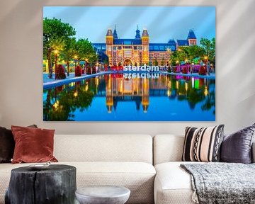 Réflexion du Rijksmuseum dans l'étang, Amsterdam sur Lieuwe J. Zander