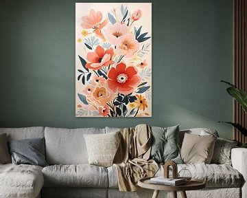 Bloemen | Botanisch Kunstwerk van Abstract Schilderij