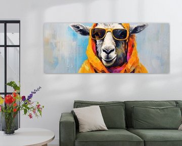 Hip Sheep Portrait | Modern Animal Portrait by Wonderful Art