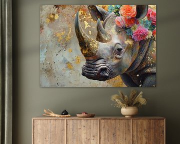 Goldenes Rhinozeros von De Mooiste Kunst
