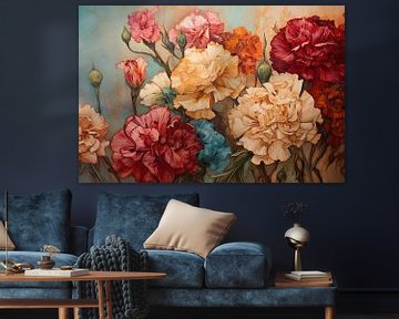Florale Pracht | Bunte Blumen von Abstraktes Gemälde