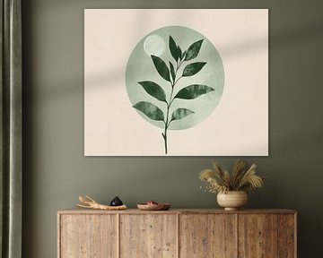 Cercle avec feuilles | Art mural vert sur De Mooiste Kunst