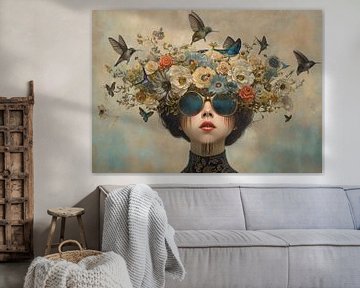 Portrait with Wreath of Flowers | Modern Portrait by Art Whims