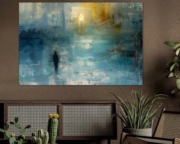 Abstract, landschap, schilderij, blauw van BowiScapes