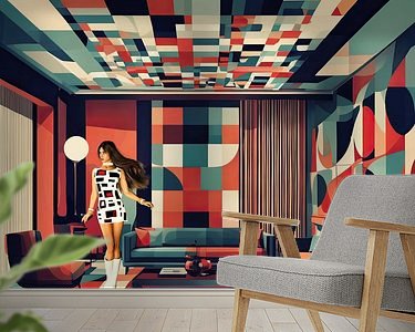 Voorbeeld van het werk in een kamer