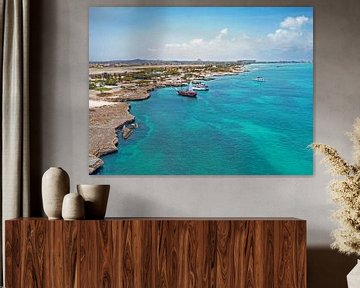 Aerial view of a bay on Aruba north side in the Caribbean Sea by Eye on You