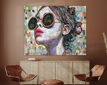 Frau mit Sonnenbrille | Modernes Porträt von Kunst Kriebels