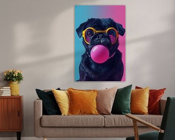 Bulldog avec balle à bulles sur Art Merveilleux