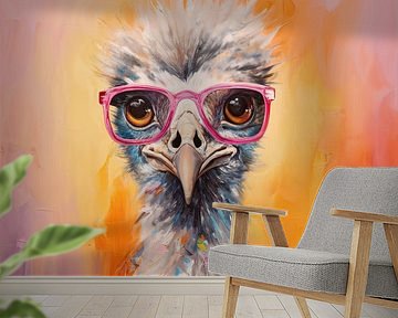 Strauß mit Brille | Strauß Pop Art von Wunderbare Kunst