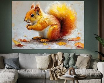 Oranje eekhoorn van Blikvanger Schilderijen