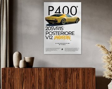 Lamborghini Miura Minimalistisches Poster von Ali Firdaus