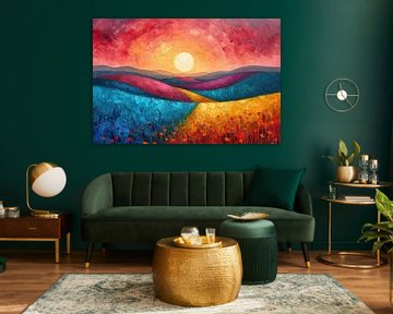 Abstract Landschap Kleurrijk | Blaze Horizon van Kunst Kriebels