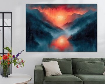 Abstracte Zonsondergang | Ember Whisper van Kunst Kriebels