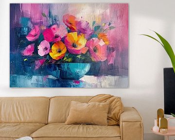 Peinture moderne de fleurs | Spectrum Petal Fusion sur Caprices d'Art