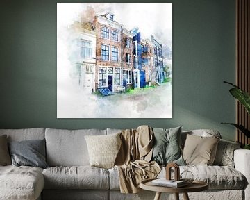 Aquarel Middelburg, Zeeland, Korendijk van Danny de Klerk