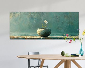 Japandi Stilleven | Solitary Bloom Resonance van Kunst Kriebels