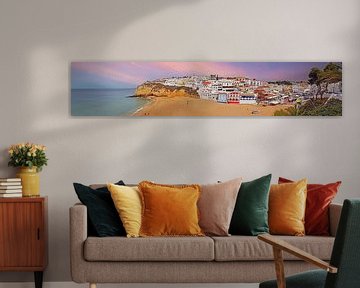 The town of Carvoeiro in Algarve Portugal at sunset by Eye on You