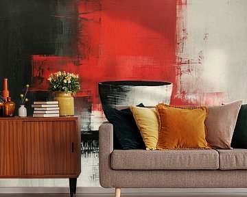 Abstrakt Rot Schwarz | Karminrot Echo von Kunst Laune