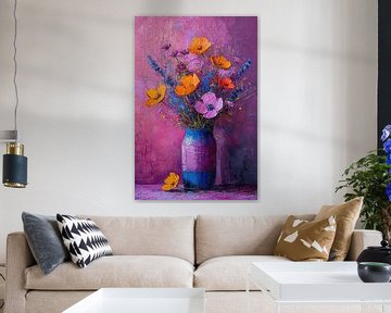 Kleurrijk Bloemstilleven | Floral Elegance Unfolding van Kunst Kriebels