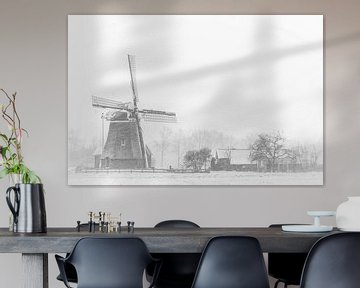 Winter Holland at the Groote poldermolen Slochteren by Rick Goede