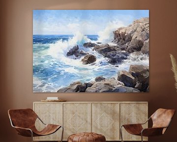 Ferocious Waves | Foam on the Rocks by Abstract Painting