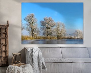 IJssel-Delta Winterlandschaft mit Schnee und Nebel von Sjoerd van der Wal Fotografie