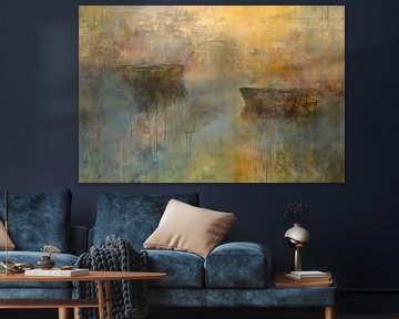 Abstract, schilderij, aardetinten, boten van BowiScapes