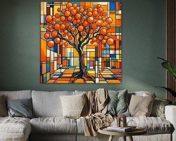 Orange tree inspired by Mondrian (2) by Ineke de Rijk