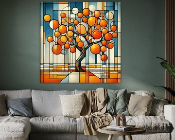 Sinaasappelboompje  geïnspireerd door Mondriaan.(1) van Ineke de Rijk