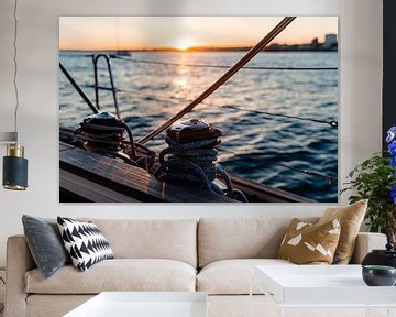 View of the North Sea and the coast from a sailing boat by Catrin Grabowski