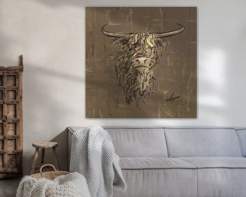 Scottish highlander - taupe brown yellow and black by Emiel de Lange