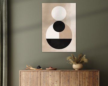 Balance in Circles: An Interplay of Beige and Black Totem of Tranquillity: Harmony in Geometric Shapes Duality in Form: The Silence of Beige and Deep Black Geometric Meditation: Beige and Black in Perfect Har by Color Square