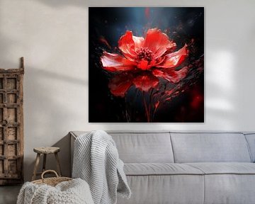 Explosion de vie : La dynamique d'une fleur rouge sur Color Square