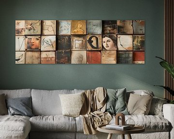 Vintage art tiles panorama by Digitale Schilderijen