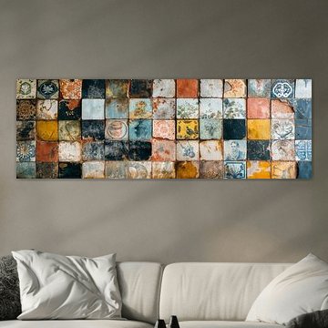 Verschiedene Vintage-Fliesen für Wandpanorama