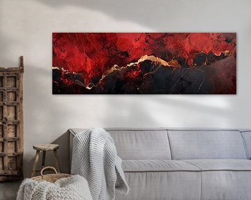 Elegant panorama marble red gold and black by Digitale Schilderijen