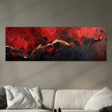 Elegante panorama marmer rood goud en zwart