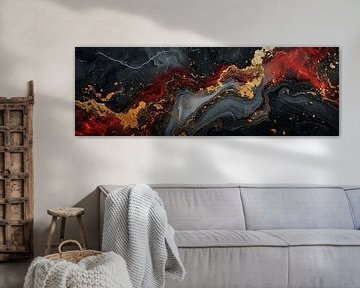 Panorama marble red gold and black by Digitale Schilderijen