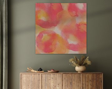 Abstract shapes in pink, terra and yellow by Dina Dankers